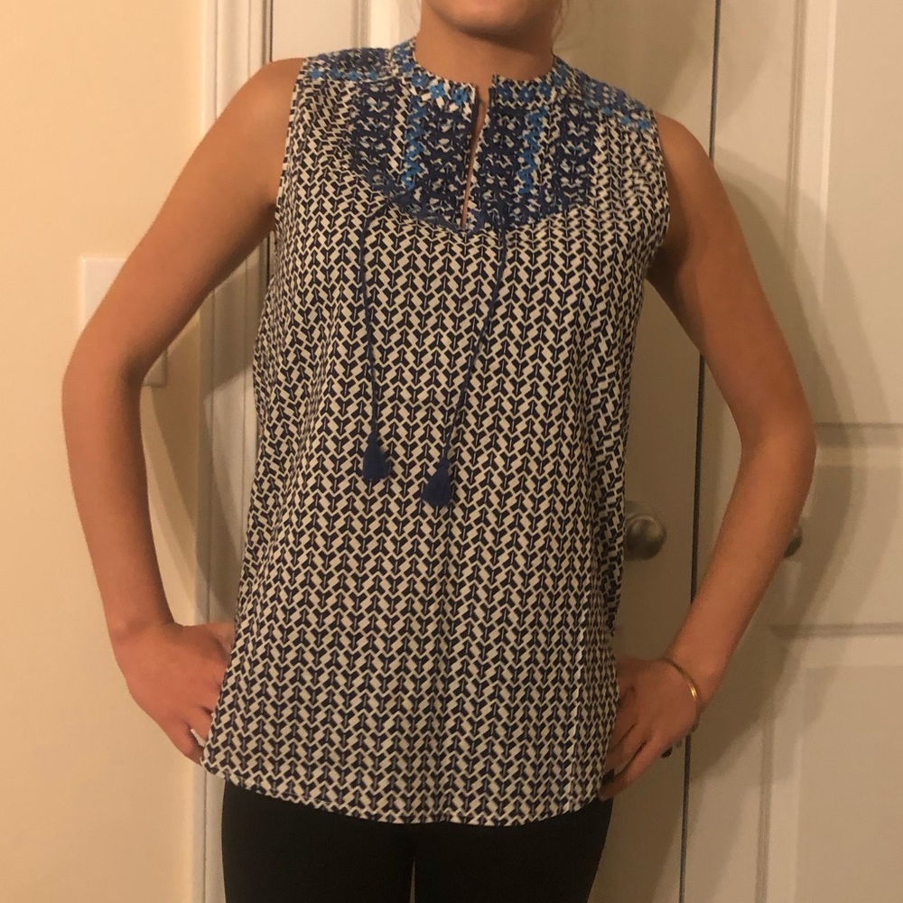 J Crew navy cotton blouse size 00 new with tag